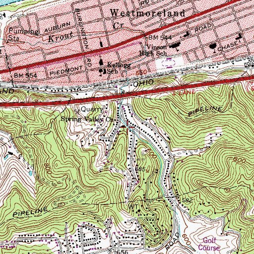 Topographic Map of Spring Valley Church, WV