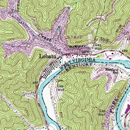 Topographic Map of Sprouse Creek, WV