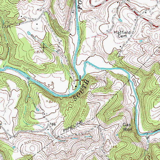 Topographic Map of Spruce Creek, WV