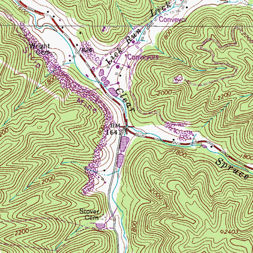 Topographic Map of Spruce Fork, WV