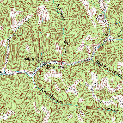 Topographic Map of Spruce Fork, WV