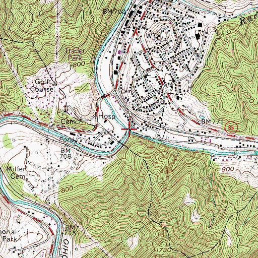 Topographic Map of Spruce Fork, WV