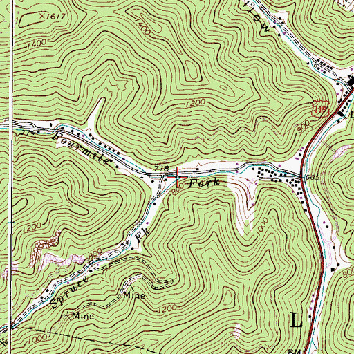 Topographic Map of Spruce Fork, WV