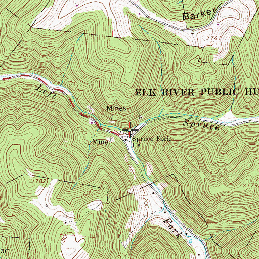 Topographic Map of Spruce Fork, WV