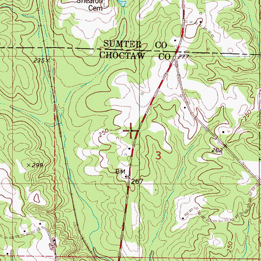 Topographic Map of Halsell Church, AL