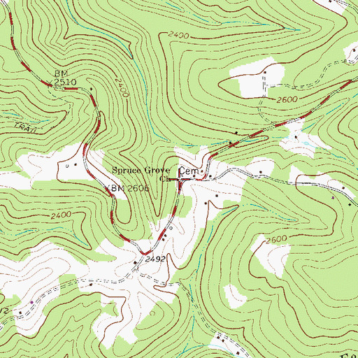 Topographic Map of Spruce Grove United Methodist Church, WV