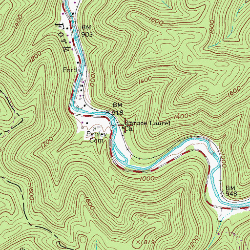 Topographic Map of Spruce Laurel Church, WV