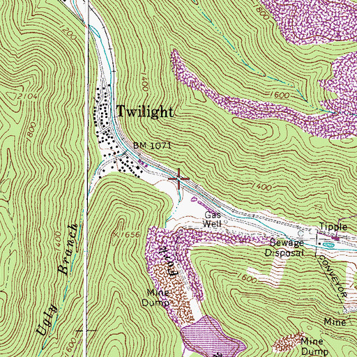 Topographic Map of Spruce Lick Fork, WV