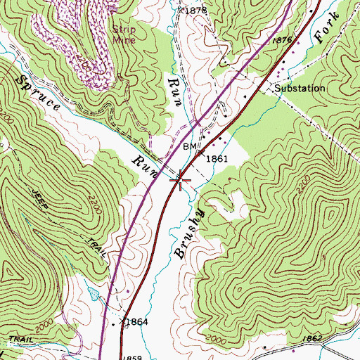 Topographic Map of Spruce Run, WV