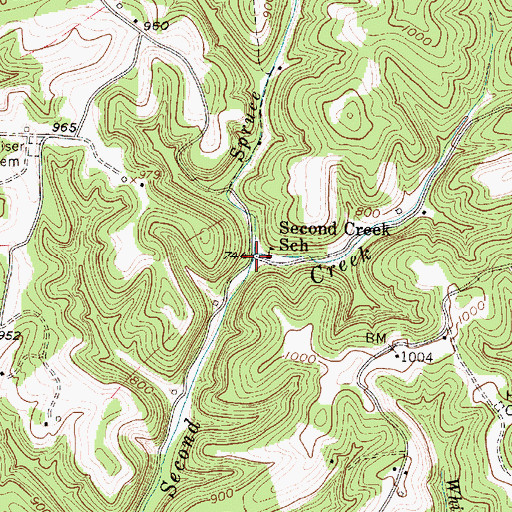 Topographic Map of Spruce Run, WV