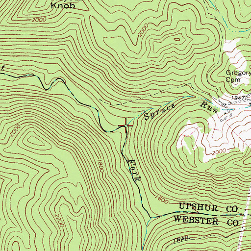 Topographic Map of Spruce Run, WV