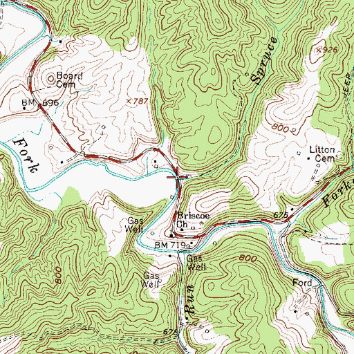 Topographic Map of Spruce Run, WV