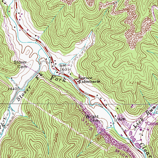 Topographic Map of Spruce Tabernacle, WV