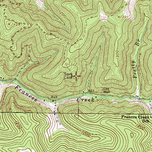 Topographic Map of Spry Cemetery, WV