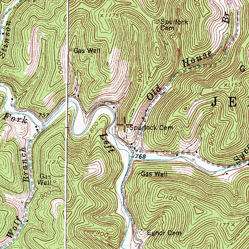 Topographic Map of Spurlock Cemetery, WV