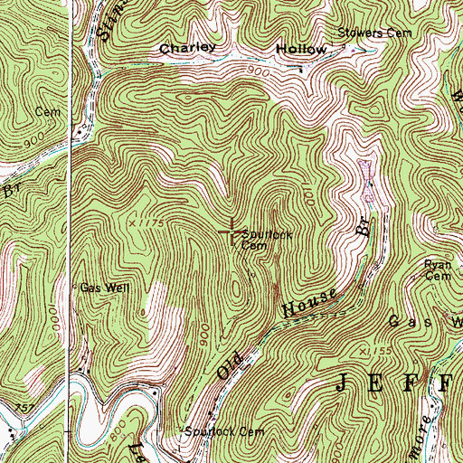 Topographic Map of Spurlock Cemetery, WV