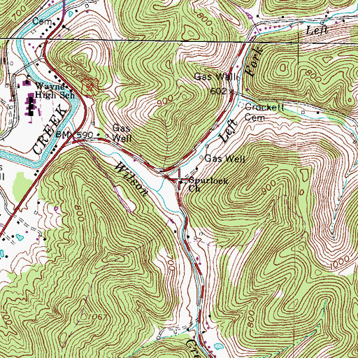 Topographic Map of Spurlock Church, WV