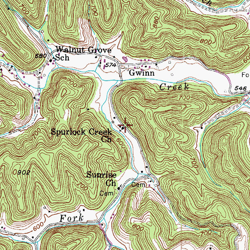 Topographic Map of Spurlock Creek Church, WV