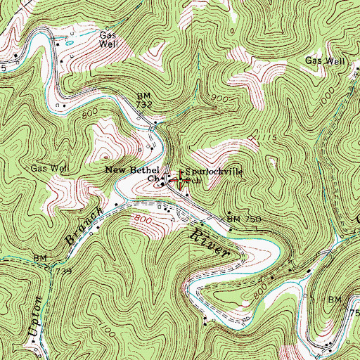 Topographic Map of Spurlockville School (historical), WV