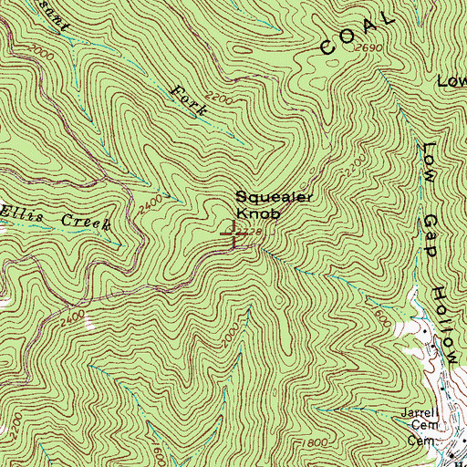 Topographic Map of Squealer Knob, WV