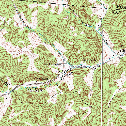 Topographic Map of Staats Cemetery, WV