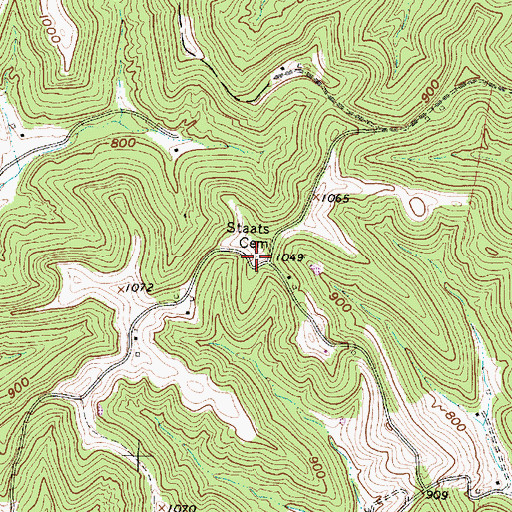 Topographic Map of Staats Cemetery, WV