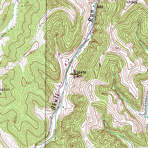 Topographic Map of Staats Cemetery, WV