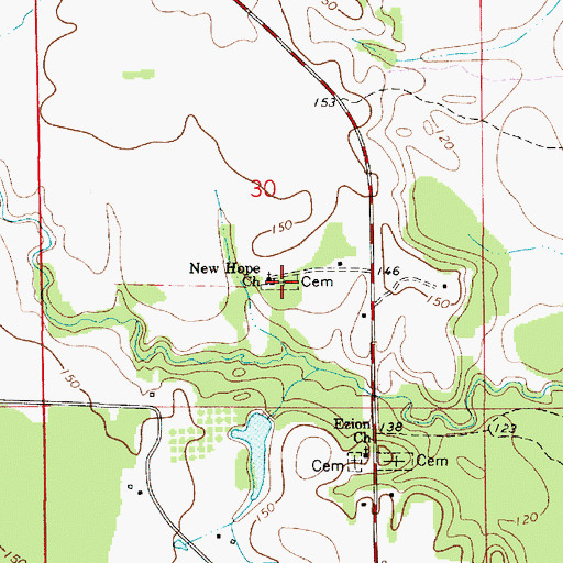 Topographic Map of New Hope Cemetery, AL