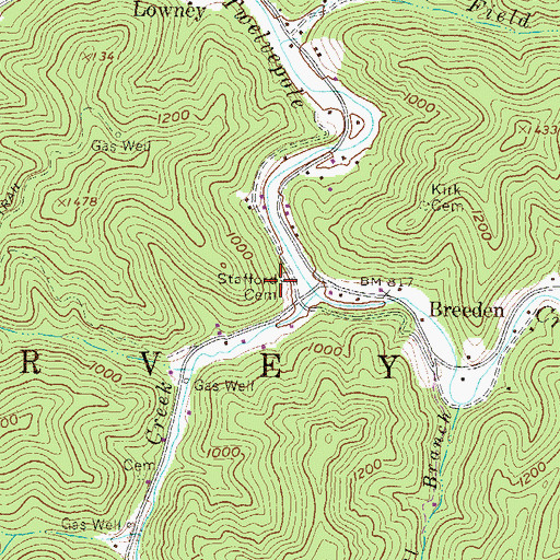 Topographic Map of Stafford Cemetery, WV