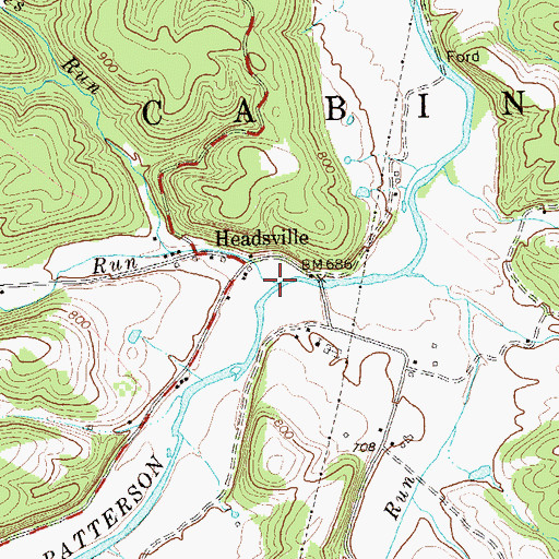 Topographic Map of Staggs Run, WV