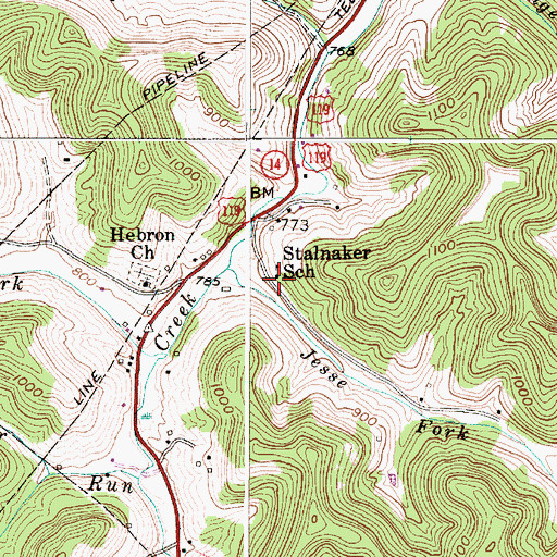 Topographic Map of Stalnaker School (historical), WV