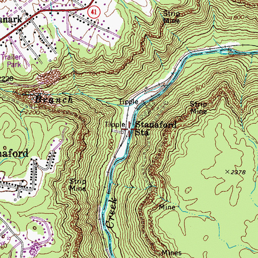Topographic Map of Stanaford Station, WV