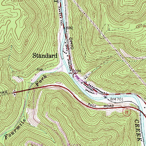 Topographic Map of Standard, WV