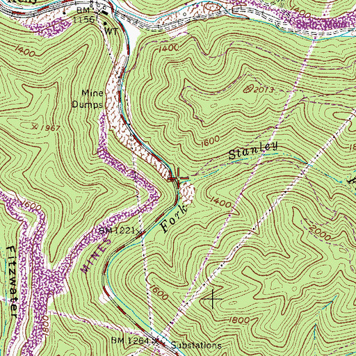 Topographic Map of Stanley Fork, WV