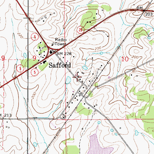 Topographic Map of Safford Church, AL