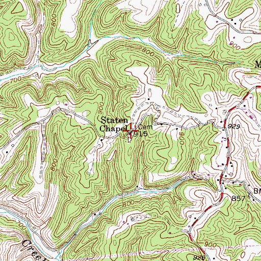Topographic Map of Staten Chapel, WV