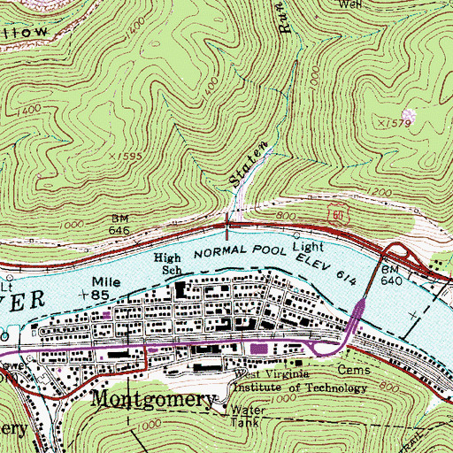 Topographic Map of Staten Run, WV