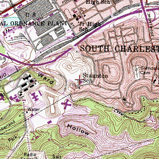 Topographic Map of Staunton Elementary School (historical), WV