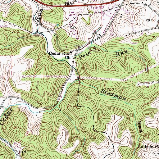 Topographic Map of Stedman Run, WV