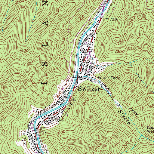 Topographic Map of Steele Branch, WV