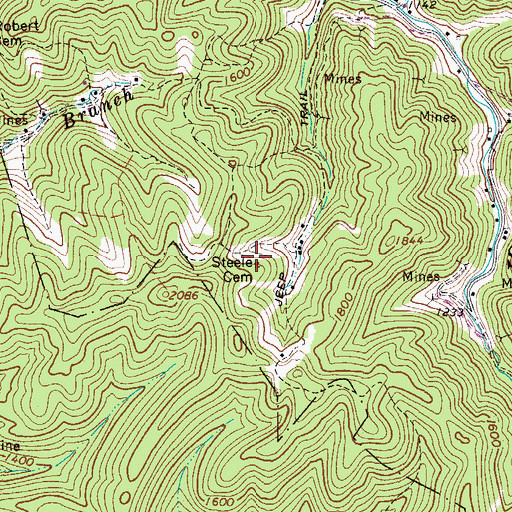 Topographic Map of Steele Cemetery, WV