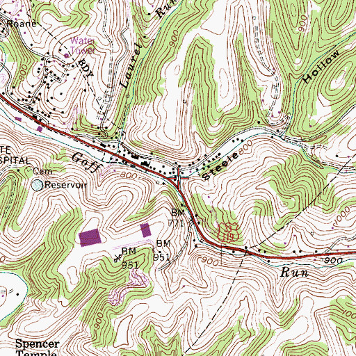 Topographic Map of Steele Hollow, WV