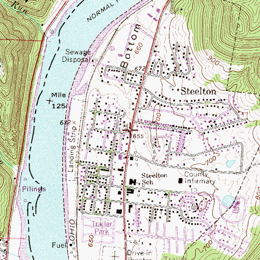 Topographic Map of Steelton, WV