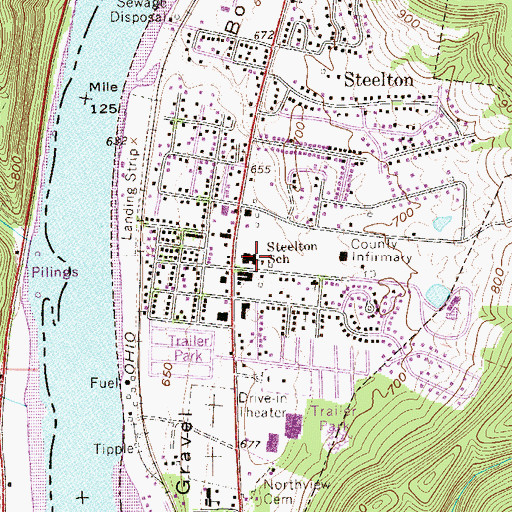 Topographic Map of Steelton School (historical), WV
