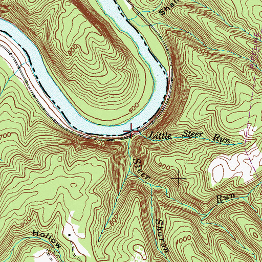 Topographic Map of Steer Run, WV