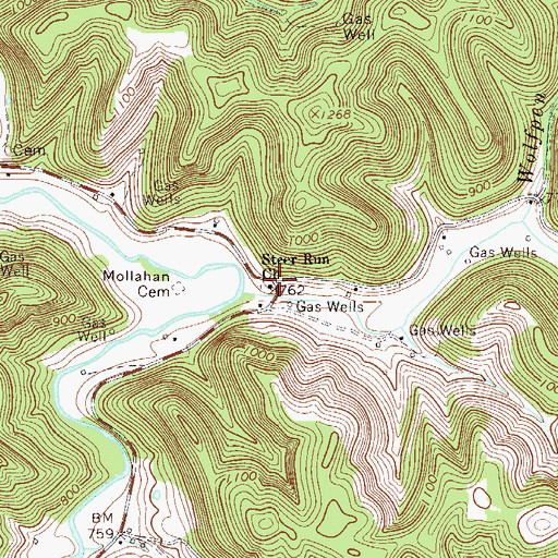 Topographic Map of Steer Run Church, WV