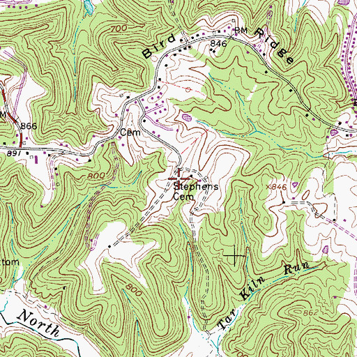 Topographic Map of Stephens Cemetery, WV