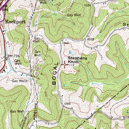 Topographic Map of Stephens Knob, WV