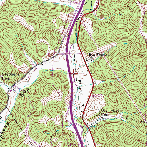 Topographic Map of Stephens Run, WV