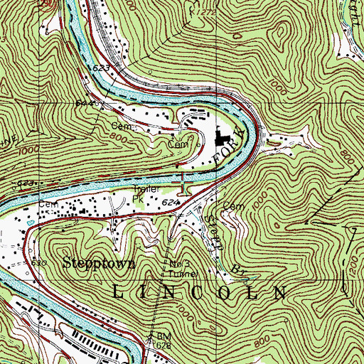 Topographic Map of Stepp Branch, WV